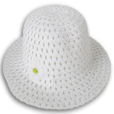 Easter Supply Easter Springtime Colorful Kids' Straw Hat with Daisy Accent - Crown Measures 6.75 Inches (White) One Size 042012 0