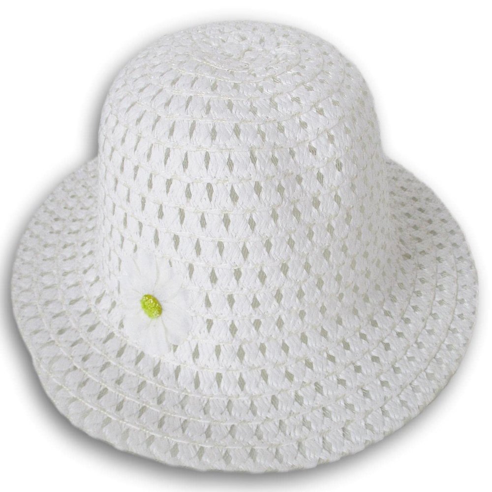 Easter Supply Easter Springtime Colorful Kids' Straw Hat with Daisy Accent - Crown Measures 6.75 Inches (White) One Size 042012 0