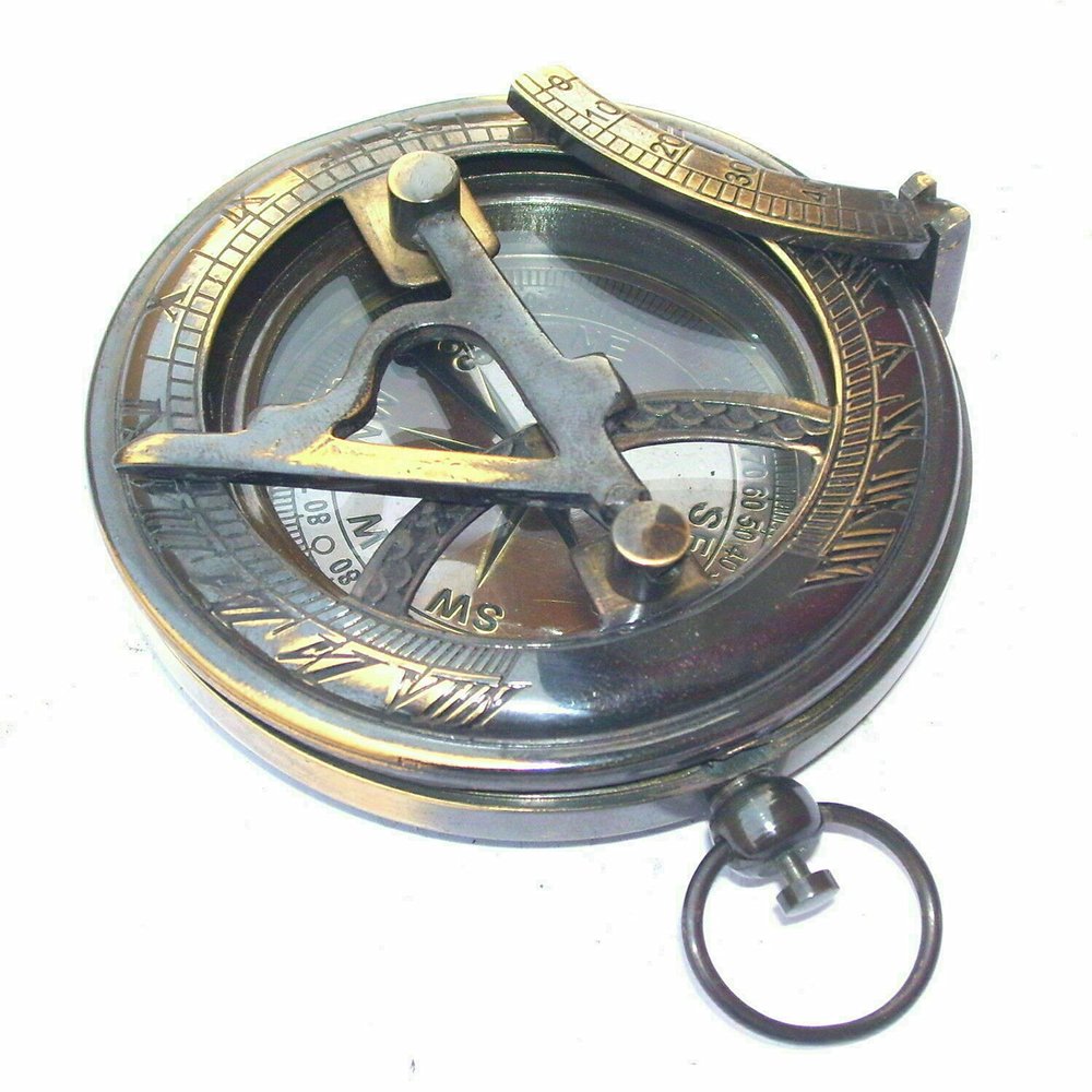 Brass Sundial Compass Black Antique Vintage Pocket Push Button Camping Direction Compass Handmade Marine Pocket Compass Nautical A Great Gift Item by Allorytech