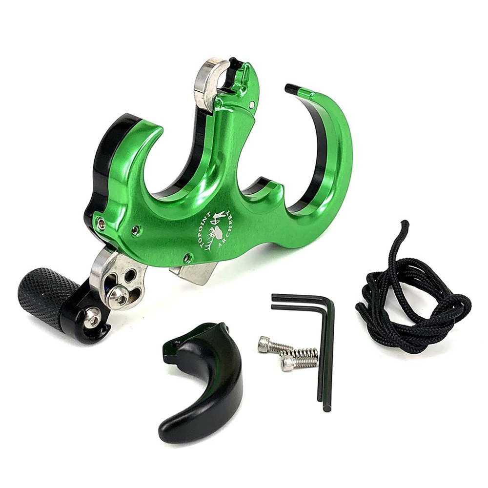 Lamehfyo Compound Bow Release Aid Thumb Release 3/4 Fingers Adjustable Automatic Archery Thumb Release Trigger for Outdoor Archery Hunting Training (Green)