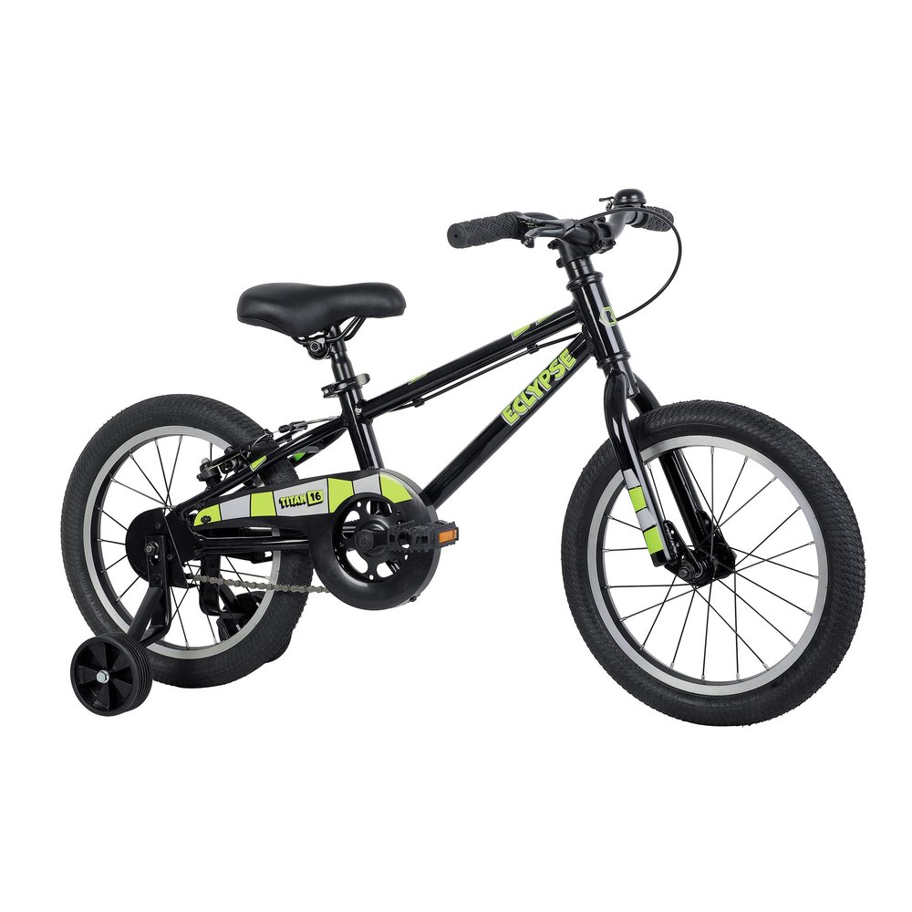 Eclypse Titan Kids Bike with Training Wheels 16 Inch Children's Bicycle for Age 3-7 Years Boys Girls Unisex Bikes - Pedal Bicycles with Training Wheels (Black) - 16" Pedal Bike,Black