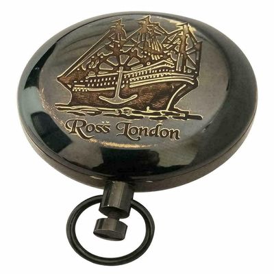 Brass Black Antique Push Button Ross London Ship Compass Camping Compass Handmade Marine Pocket Compass Nautical Brass Antique Direction Compass Decor by ALLORY TECH