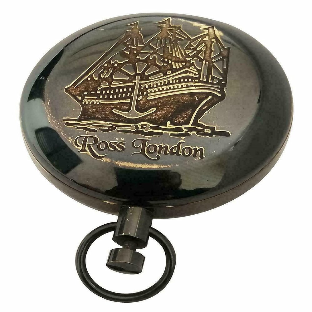 Brass Black Antique Push Button Ross London Ship Compass Camping Compass Handmade Marine Pocket Compass Nautical Brass Antique Direction Compass Decor by ALLORY TECH