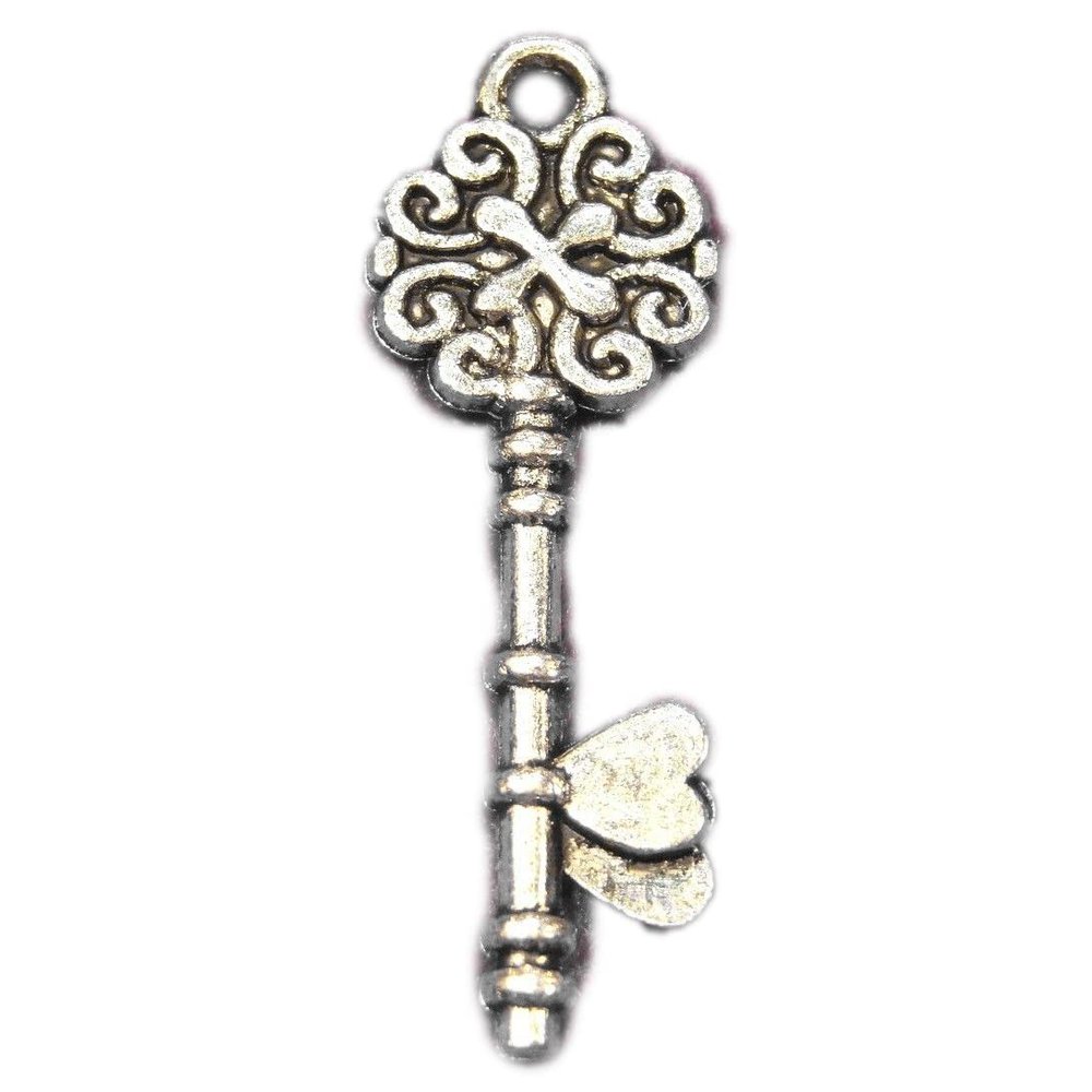 20Pcs. Tibetan Silver 3D Ornate KEY with HEARTS Charms Pendants Ear Drops LK33 charm original