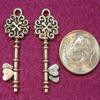20Pcs. Tibetan Silver 3D Ornate KEY with HEARTS Charms Pendants Ear Drops LK33 charm original view 2