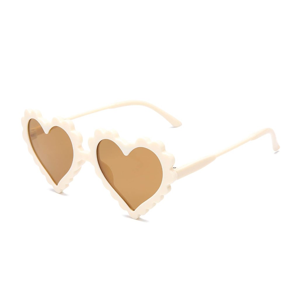 DOOVID Kids Sunglasses Heart Shaped Sunglasses for Toddler Girls Age 3-10 UV 400 Protection Outdoor Beach Z Heart Beige One Size