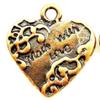 10Pcs. Tibetan Antique Copper "Made w/Love" HEART Charms Jewelry Tags H171 charm original view 1