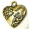50Pcs. WHOLESALE Tibetan Antique Bronze "Made w/Love" HEART Charm Pendant Q0438 charm original view 1