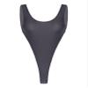 Zaldita Women's One Piece Sleeveless Bodysuit Swimsuit Low Cut High Legs Bandage Monokini Bathing Suit Dark Gray One Size view 3