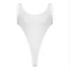 Zaldita Women's One Piece Sleeveless Bodysuit Swimsuit Low Cut High Legs Bandage Monokini Bathing Suit White One Size view 3