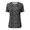 3/4 Sleeve Tops for Women Button Down Vneck Cute Floral Blouse Trendy Summer Casual Loose Henley Neckline Pullover Shirt A-Black view 3