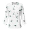3/4 Sleeve Tops for Women Button Down Vneck Cute Floral Blouse Trendy Summer Casual Loose Henley Neckline Pullover Shirt G-White view 3