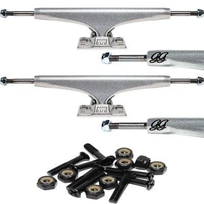 Royal Truck Co. Griffin Gass Standard 127mm Raw Skateboard Trucks - 5.0" Hanger 7.75" Axle with 1" Raven Black Hardware - Bundle of 2 items