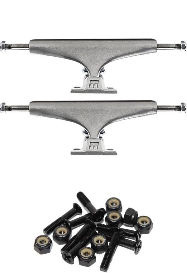 Royal Truck Co. Standard 127mm Ultra Light Raw Skateboard Trucks - 5.0" Hanger 7.75" Axle with 1" Raven Black Hardware - Bundle of 2 items