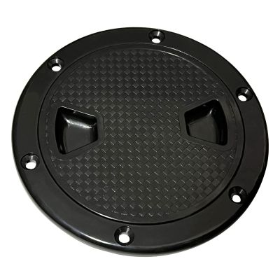 Akoleyer 4" Marine Black Circular Non Slip Inspection Deck Plate Hatch w/Detachable Cover for Access Boat RV