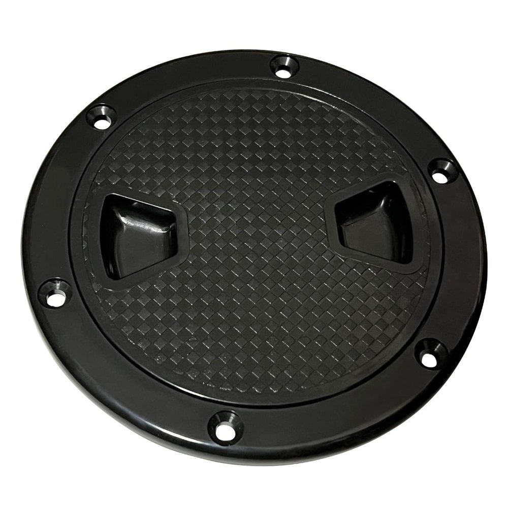 Akoleyer 4" Marine Black Circular Non Slip Inspection Deck Plate Hatch w/Detachable Cover for Access Boat RV
