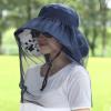Wide Brim Sun UV Protection Sunhat with Mesh Veil Head Net Hat for Fishing Cycling Hiking Camping Dark Blue view 2