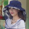 Wide Brim Sun UV Protection Sunhat with Mesh Veil Head Net Hat for Fishing Cycling Hiking Camping Dark Blue view 4