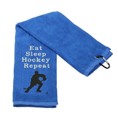 PXTIDY Hockey Towels Gift Team Skate Towels Eat Sleep Hockey Repeat Sport Towel with Clip for Ice Hockey Lover Hockey Coach(Sport)
