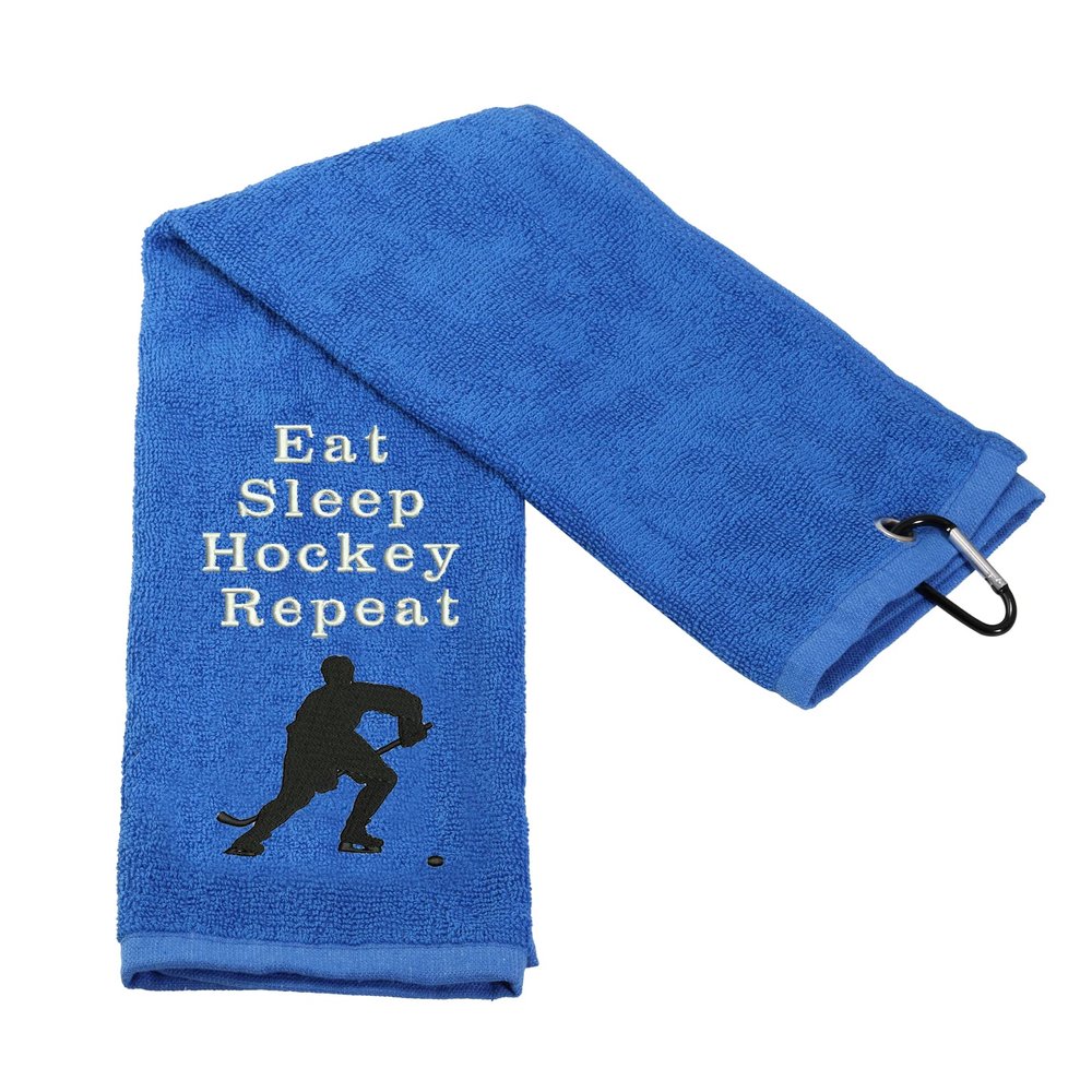 PXTIDY Hockey Towels Gift Team Skate Towels Eat Sleep Hockey Repeat Sport Towel with Clip for Ice Hockey Lover Hockey Coach(Sport)
