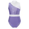 FEESHOW Girls Kids Shiny Sequins Gymnastics Leotard Sleeveless Hollow Back Ballet Bodysuit Dancewear Costume Light Purple 6 Years view 1