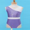 FEESHOW Girls Kids Shiny Sequins Gymnastics Leotard Sleeveless Hollow Back Ballet Bodysuit Dancewear Costume Light Purple 6 Years view 3