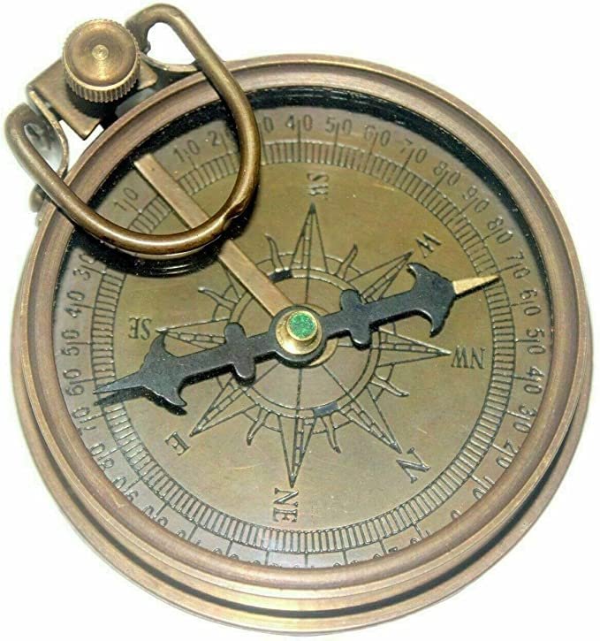 Nautical Round Compass Brass Vintage Antique Pocket Style Gift Solid Maritime Compass, Camping Travelling Equipment Marine Working