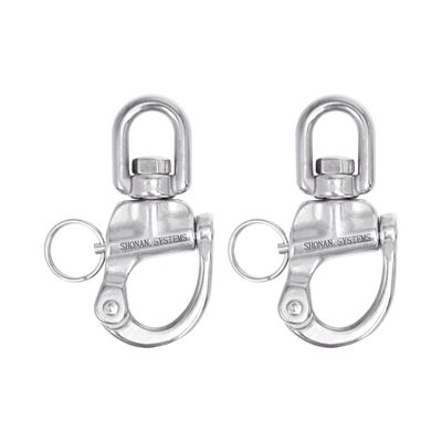 SHONAN 2.75" Quick Release Snap Shackle, 2 Pack Marine SCBA Mask Quick Release Clips Swivel Eye Snap Shackles, Stainless Steel Sailing Shackles Rigging Clips for Sailboat Halyard