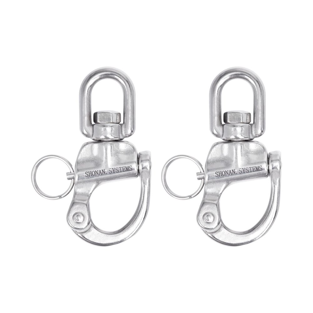 SHONAN 2.75" Quick Release Snap Shackle, 2 Pack Marine SCBA Mask Quick Release Clips Swivel Eye Snap Shackles, Stainless Steel Sailing Shackles Rigging Clips for Sailboat Halyard