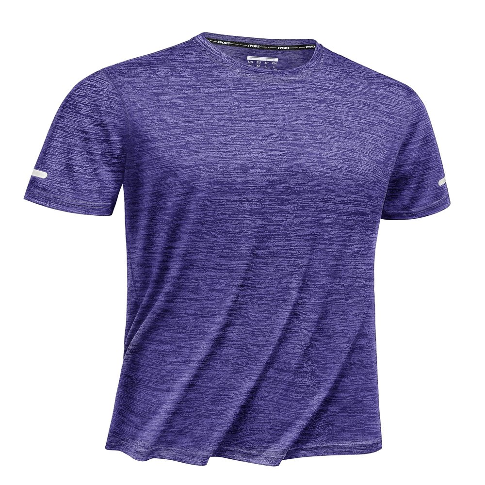 TACVASEN Purple Athletic Shirts for Men - Short Sleeve Dry Fit Workout Running Gym Quick Dry Polyester Shirts