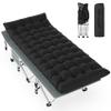 Slendor Folding Camping Cot Black, Sleeping Cot for Adults with Carry Bag, Mattress, 1200D Layer Oxford Portable Camp Bed Cot Bed for Guest Travel Office Beach view 1