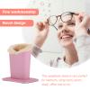 Leather Sunglass Holder Eyeglasses Holder Plush Lined PU Leather Glasses Stand Glasses Case Plush Fluffy Lined Eyeglasses Holder for Desks Nightstands Travel Eyeglasses Case view 2