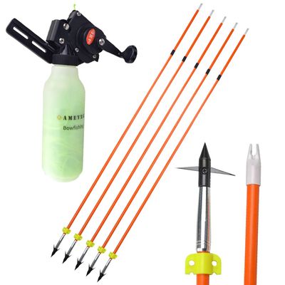 AMEYXGS Archery Bowfishing Arrows and Bowfishing Reel Kit with 40m Fishing Rope Bowfishing Tool Accessory for Compound Bow Recurve Bow Fishing (Bowfishing Reel +3 pcs #2 Arrow)