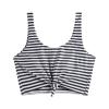 ZAFUL Women's Front Knot Bikini Tops Crop Tankini Top Scoop Neck Padded Bathing Suit Tops C-Stripes Black XL view 1