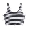 ZAFUL Women's Front Knot Bikini Tops Crop Tankini Top Scoop Neck Padded Bathing Suit Tops C-Stripes Black XL view 2