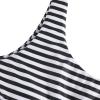 ZAFUL Women's Front Knot Bikini Tops Crop Tankini Top Scoop Neck Padded Bathing Suit Tops C-Stripes Black XL view 3