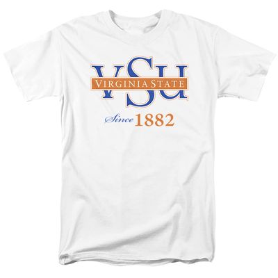 Virginia State University Official One Color Logo Unisex Adult T Shirt,White, 4X-Large
