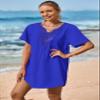 Supnier Womens Bathing Suit Coverups Short Sleeve Flowy Beach Swim Cover Up Dress Summer Trendy Clothes Royl Blue M view 4