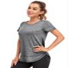 Abrooical Short Sleeve Yoga Tops for Women Workout Curved Hem Side Split Casual Sports Outfit Tees Dark Grey XX-Large view 4
