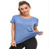 Abrooical Workout Shirts for Women Short Sleeve Running Sports Round Neck Tops Dry Fit Side Split Activewear Blue Medium view 2
