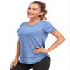 Abrooical Workout Shirts for Women Short Sleeve Running Sports Round Neck Tops Dry Fit Side Split Activewear Blue Medium view 4