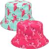 2 Pack Unisex Black Flamingo Bucket Hat Reversible Summer Trendy Couple Fisherman Caps for Women Men Beach Vacation (Fuchsia/Blue Flamingo) view 1