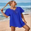 Supnier Swimsuit Coverup Womens Summer Beach Cover Up Dress with Sleeves Comfy Swimwear Cover Ups Casual Beachwear Royl Blue L view 3