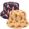 2 Pack Unisex Black Flamingo Bucket Hat Reversible Summer Trendy Couple Fisherman Caps for Women Men Beach Vacation (Yellow/Black Flamingo) view 1