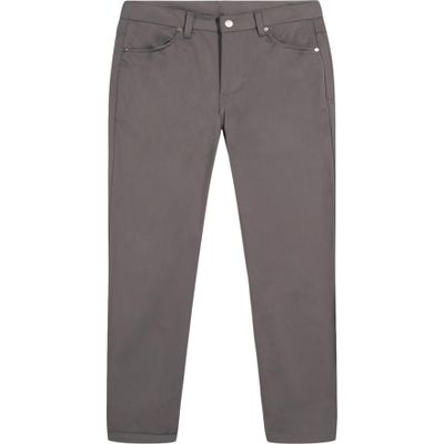 IZOD Boys' School Uniform Flat Front Twill 5-Pocket Pants, Grey, 12