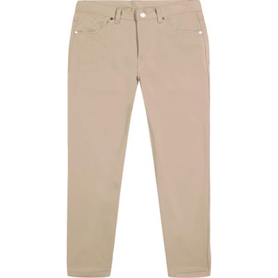 Izod Boys' School Uniform Flat Front Twill 5-Pocket Pants, Khaki, 8
