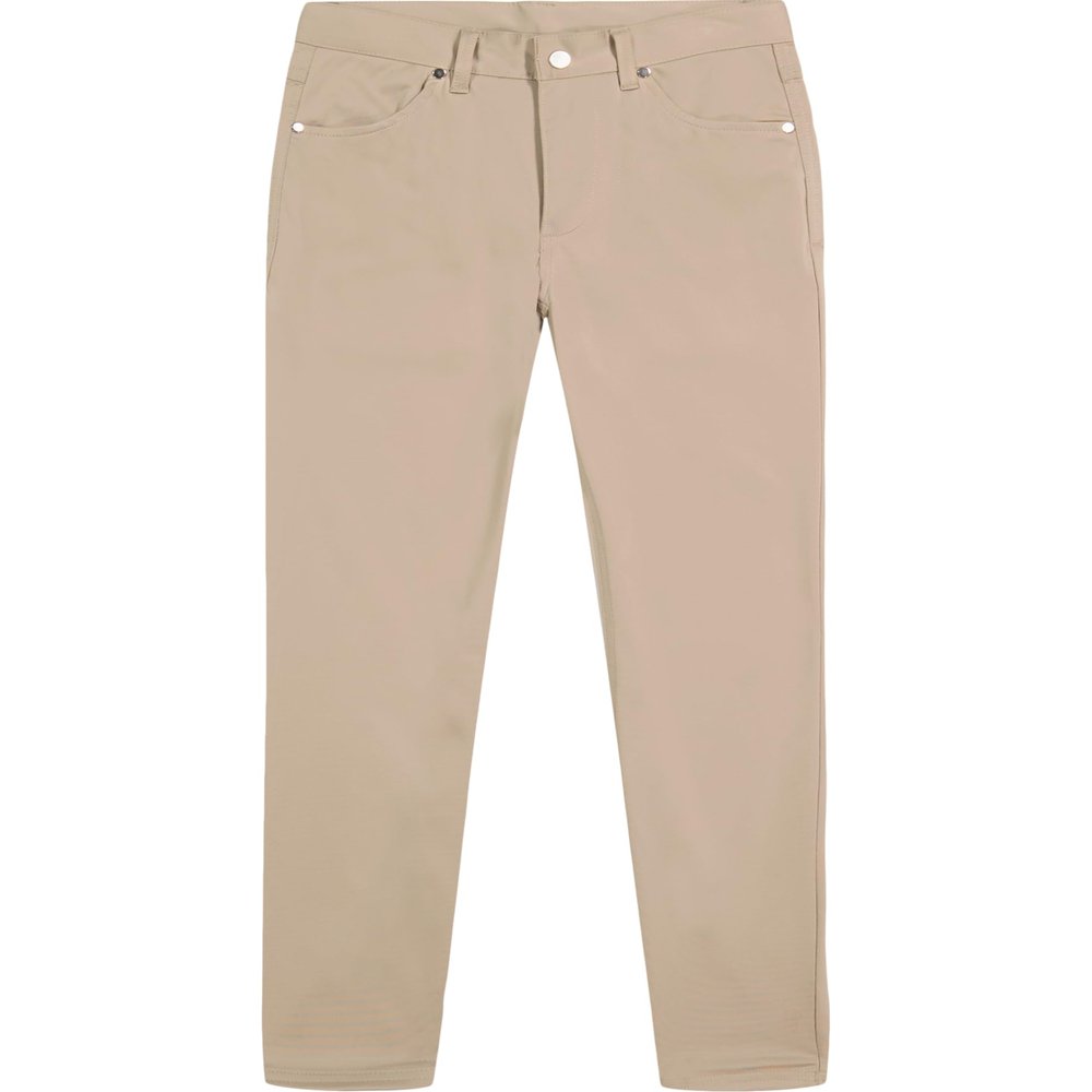 Izod Boys' School Uniform Flat Front Twill 5-Pocket Pants, Khaki, 8