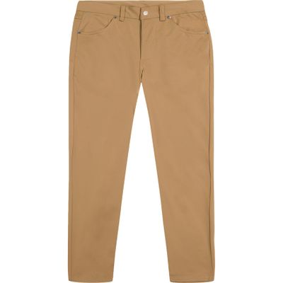 Izod Boys' School Uniform Flat Front Twill 5-Pocket Pants, Burnished Khaki, 16 Husky