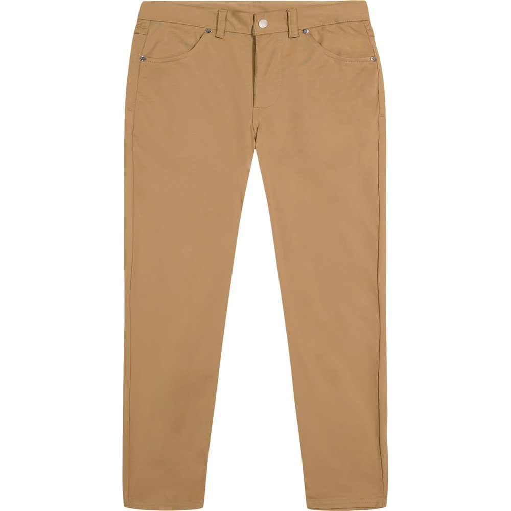 Izod Boys' School Uniform Flat Front Twill 5-Pocket Pants, Burnished Khaki, 16 Husky