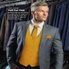 Vittorio Farina Solid Color Satin Suit Vest for Men Set of 4 - Vest, Tie, Bow Tie & Pocket Square (Mustard) view 3
